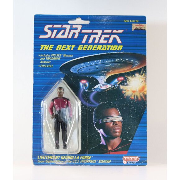 Star Trek TNG Galoob Action Figures Lt Geordi La Forge & Lt Worf 1988 Sealed - Picture 2 of 7